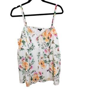 Torrid Top Plus Size Tank Top Floral Tank Top Babydoll Top Women 1X White